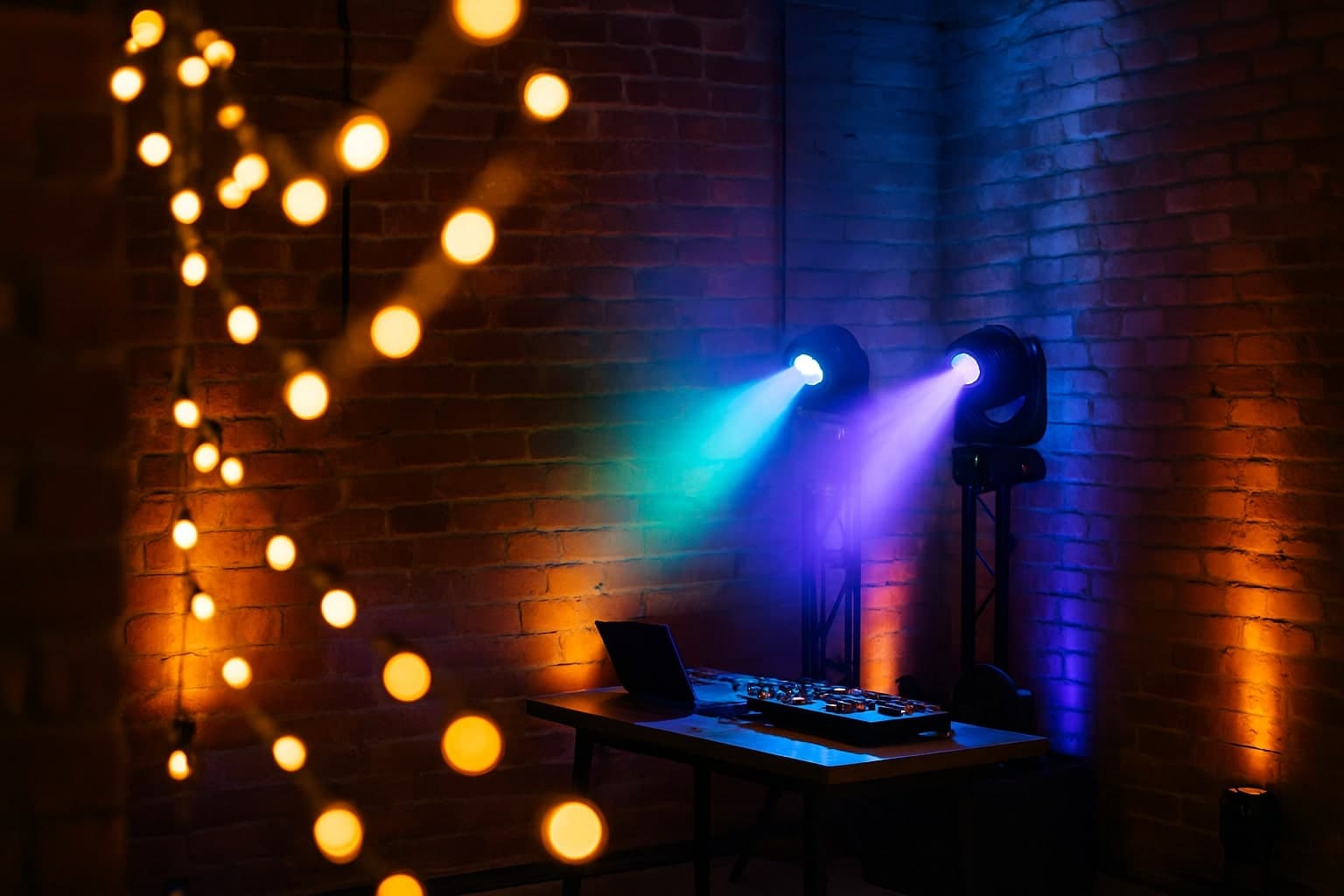 Свадебная вечеринка с музыкой и светом